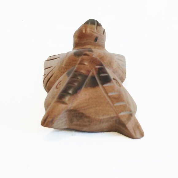 Vintage Hand Carved Light Wood With Dark Brown/Black Markings- Folk Art Owl-4.5" - Picture 7 of 7